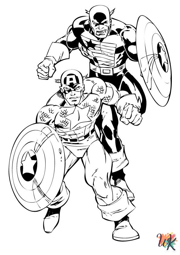 Captain America cards coloring pages