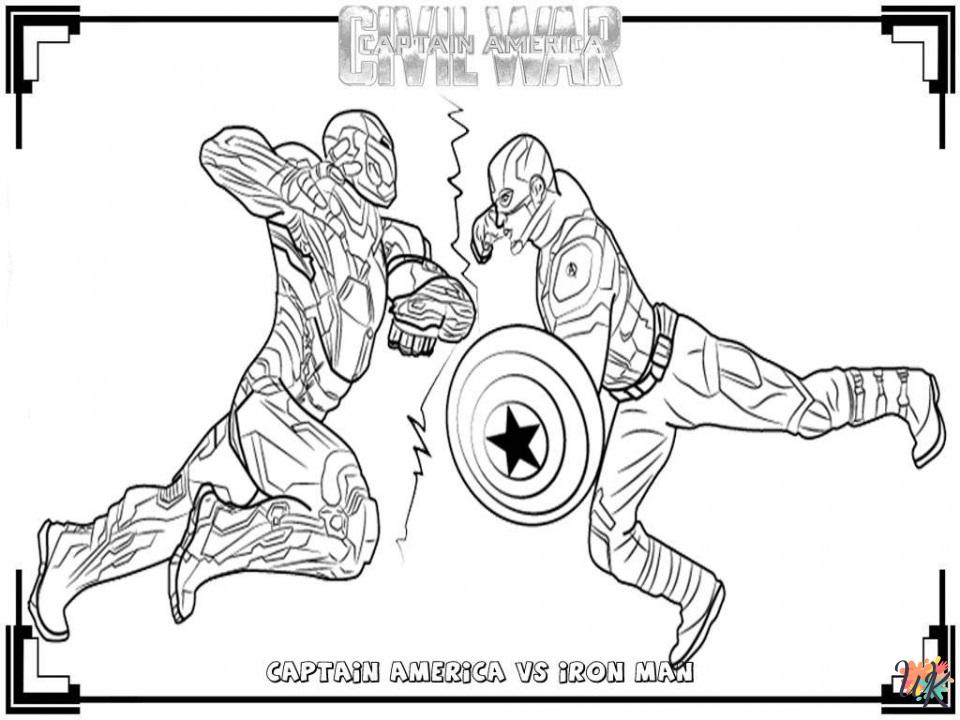 free full size printable Captain America coloring pages for adults pdf