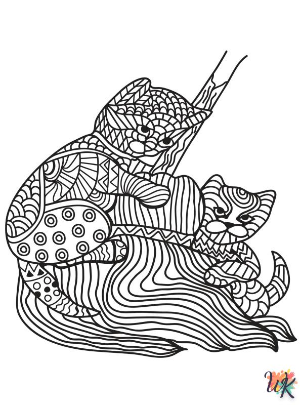 easy cute Cats Adults coloring pages