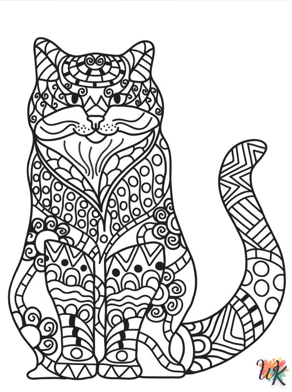 free full size printable Cats Adults coloring pages for adults pdf