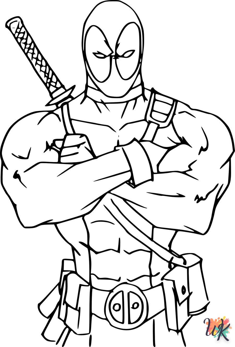 detailed Deadpool coloring pages for adults