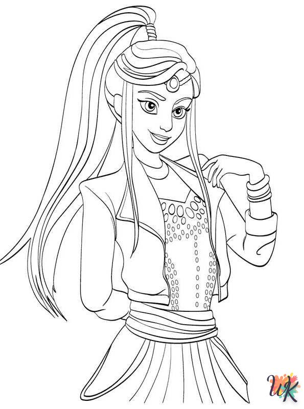 kawaii cute Disney Descendants Wicked World coloring pages