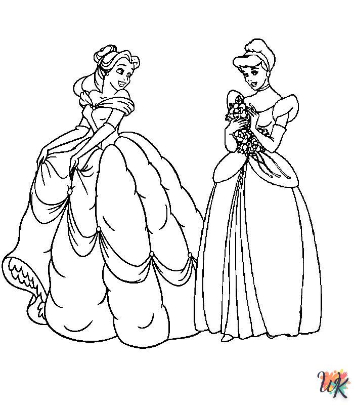 free printable Disney Princesses coloring pages for adults