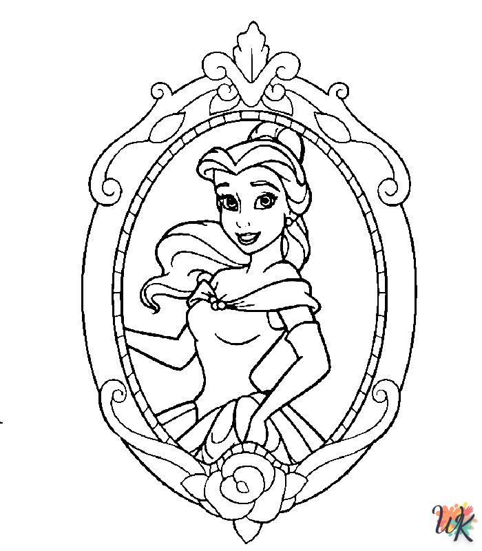 detailed Disney Princesses coloring pages for adults