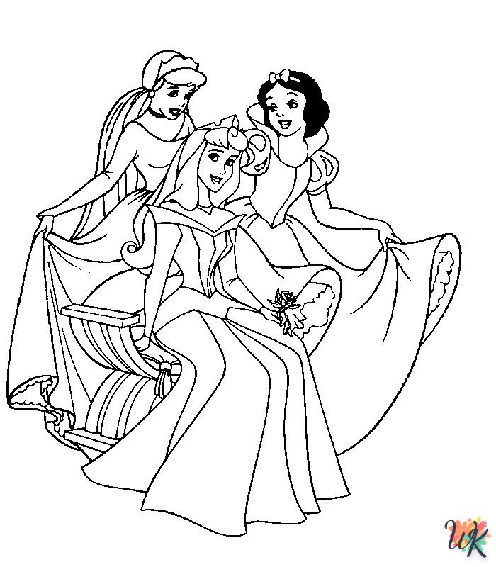 Disney Princesses coloring pages for adults
