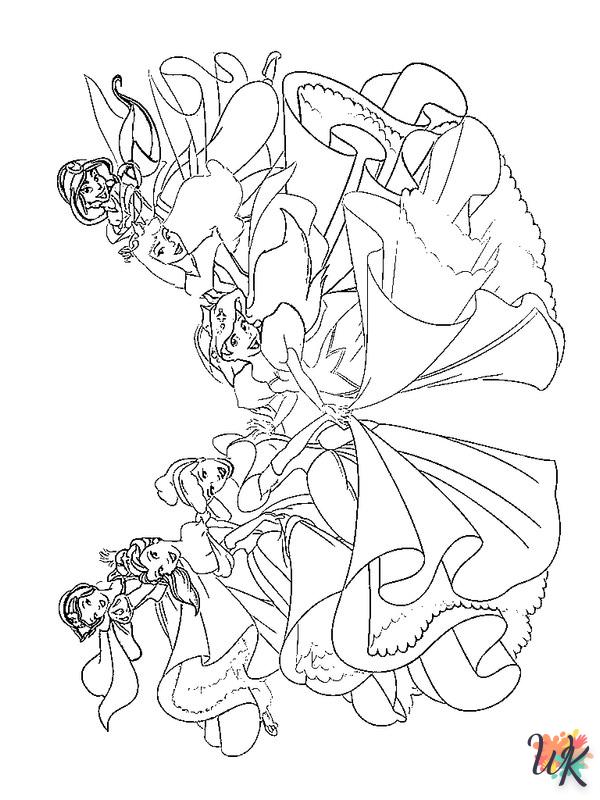 printable Disney Princesses coloring pages for adults