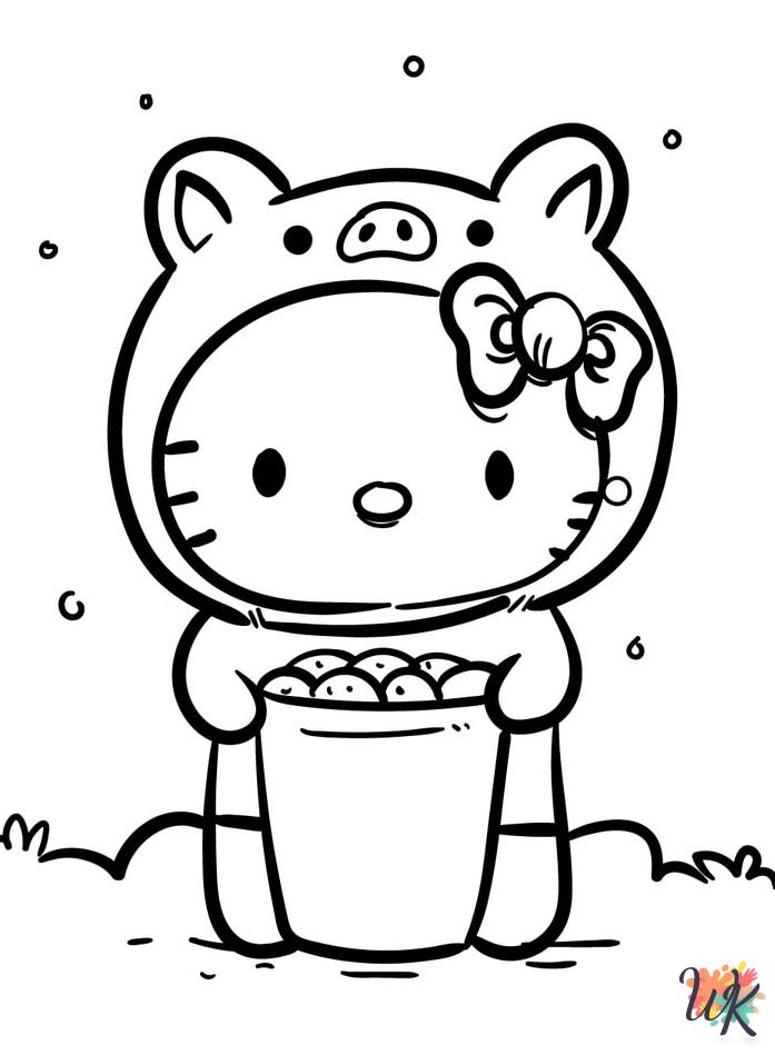 detailed Hello Kitty coloring pages for adults