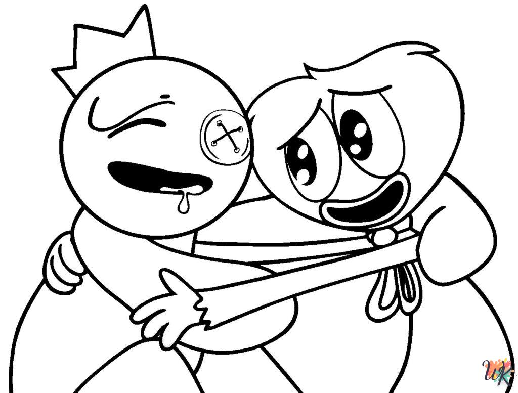 easy cute Huggy Wuggy coloring pages