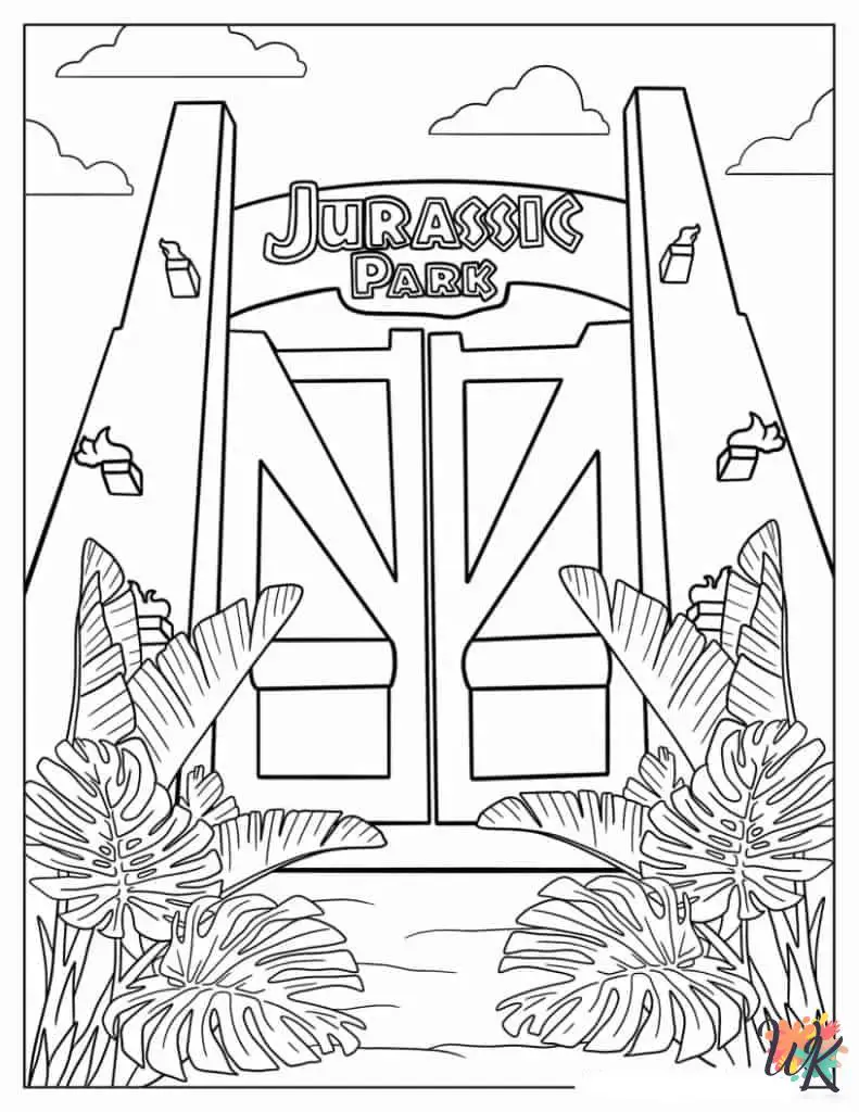 Dynamic Jurassic Park Adventure Scene Coloring Page