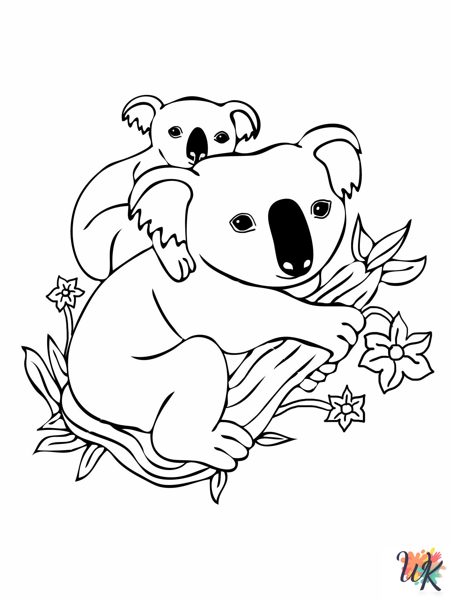 Koala themed coloring pages