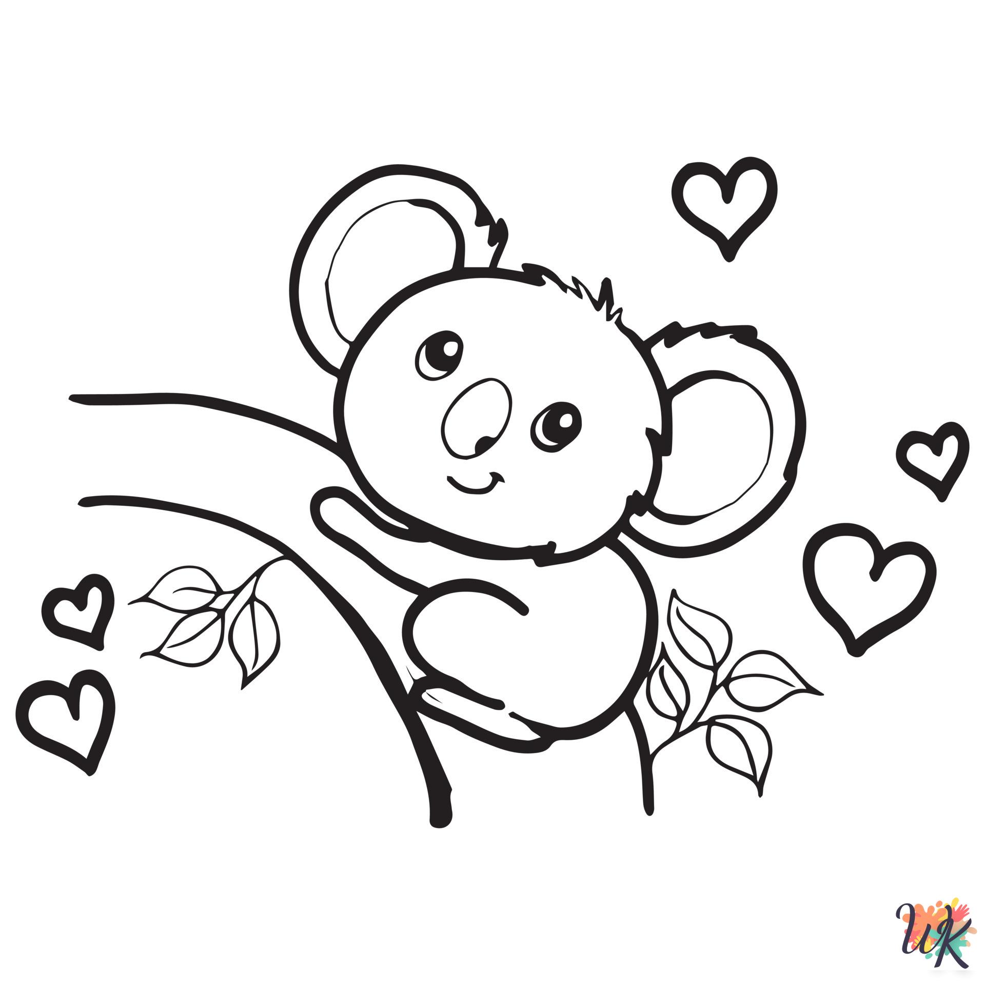 Koala coloring pages for adults easy