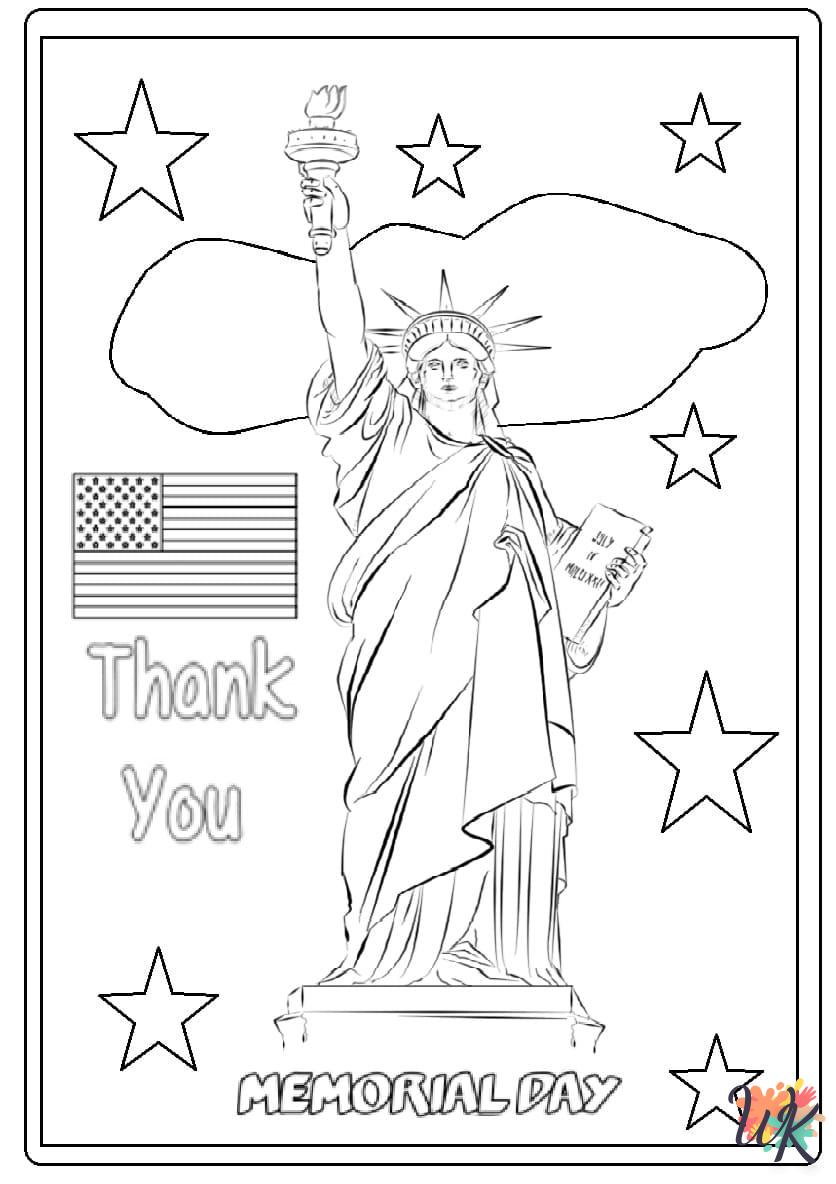 kawaii cute Memorial Day coloring pages