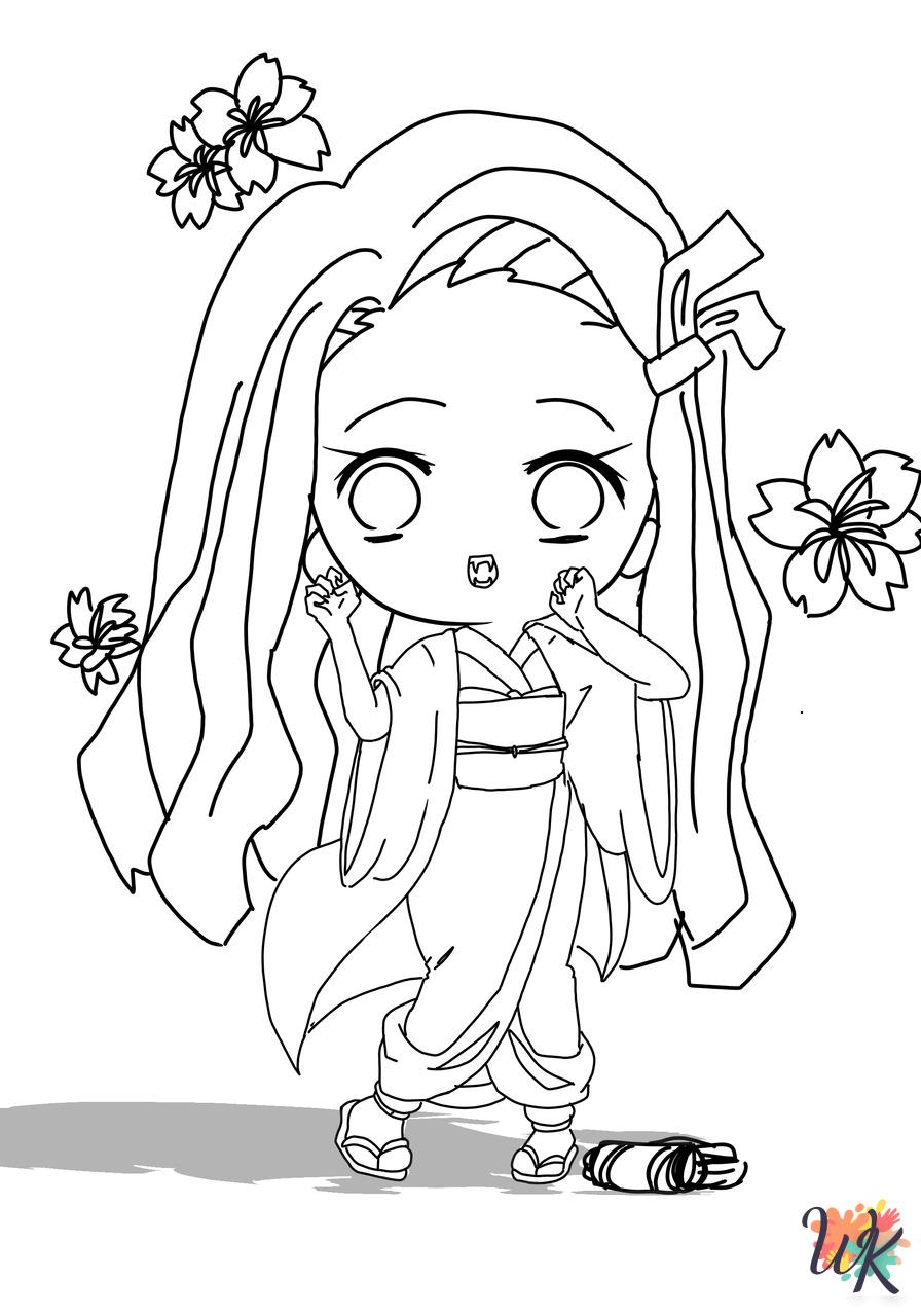free Nezuko coloring pages for adults