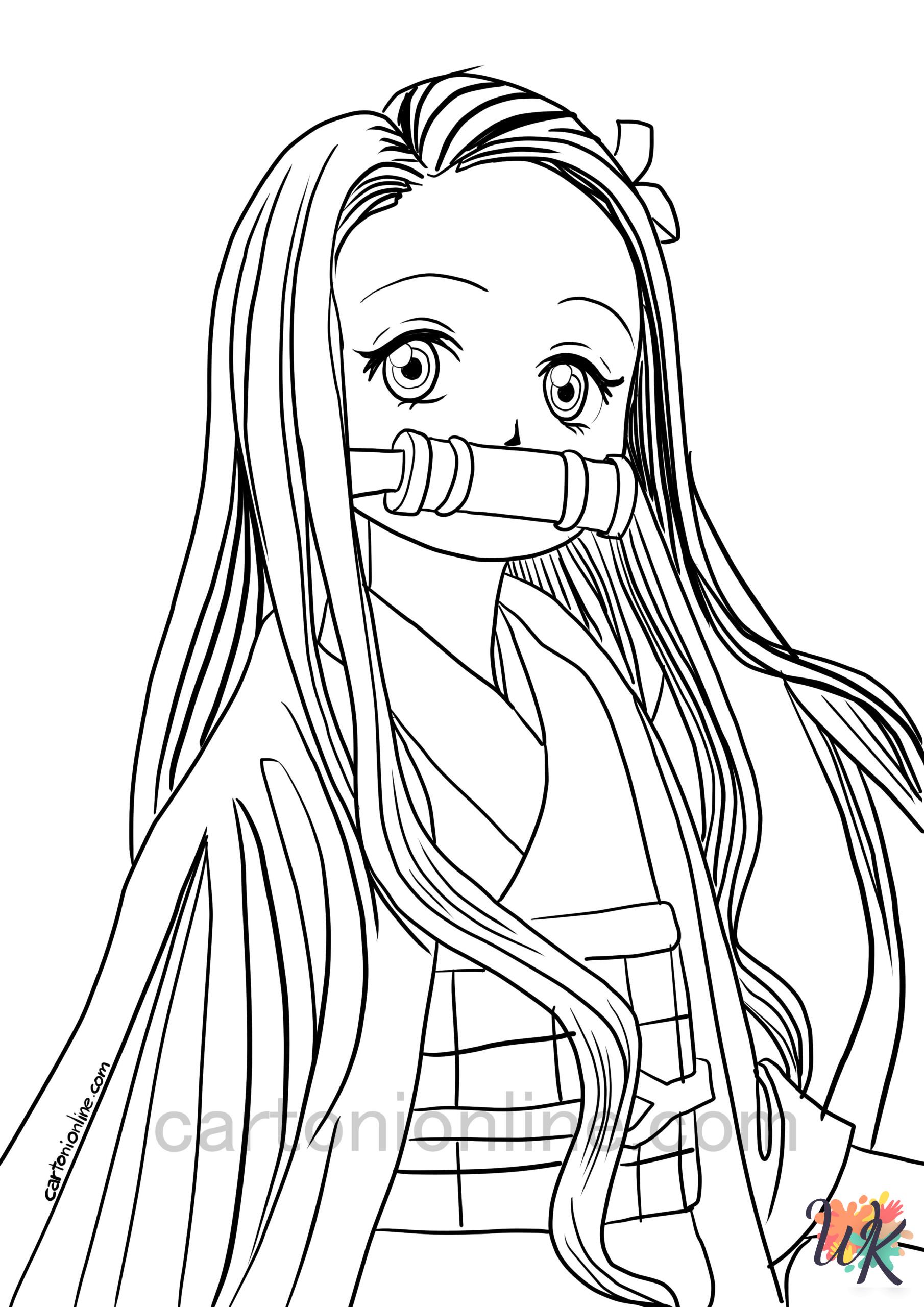 free full size printable Nezuko coloring pages for adults pdf