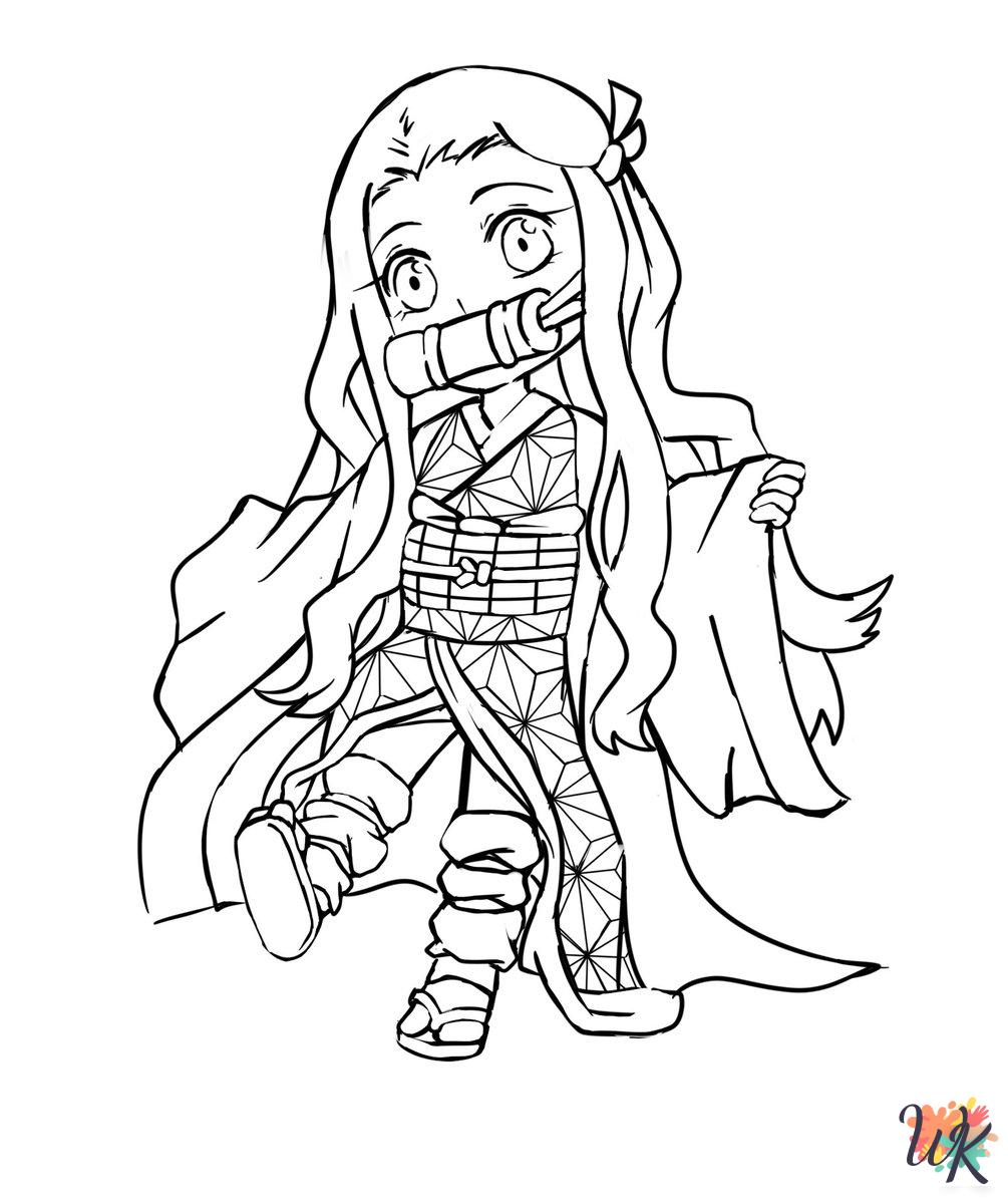 free Nezuko coloring pages printable