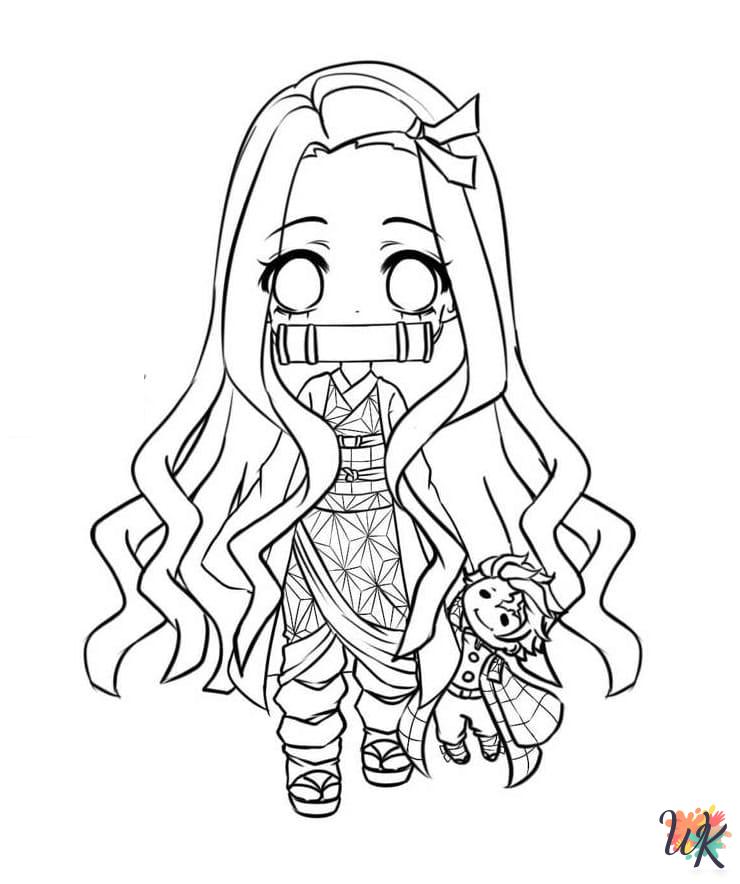 detailed Nezuko coloring pages