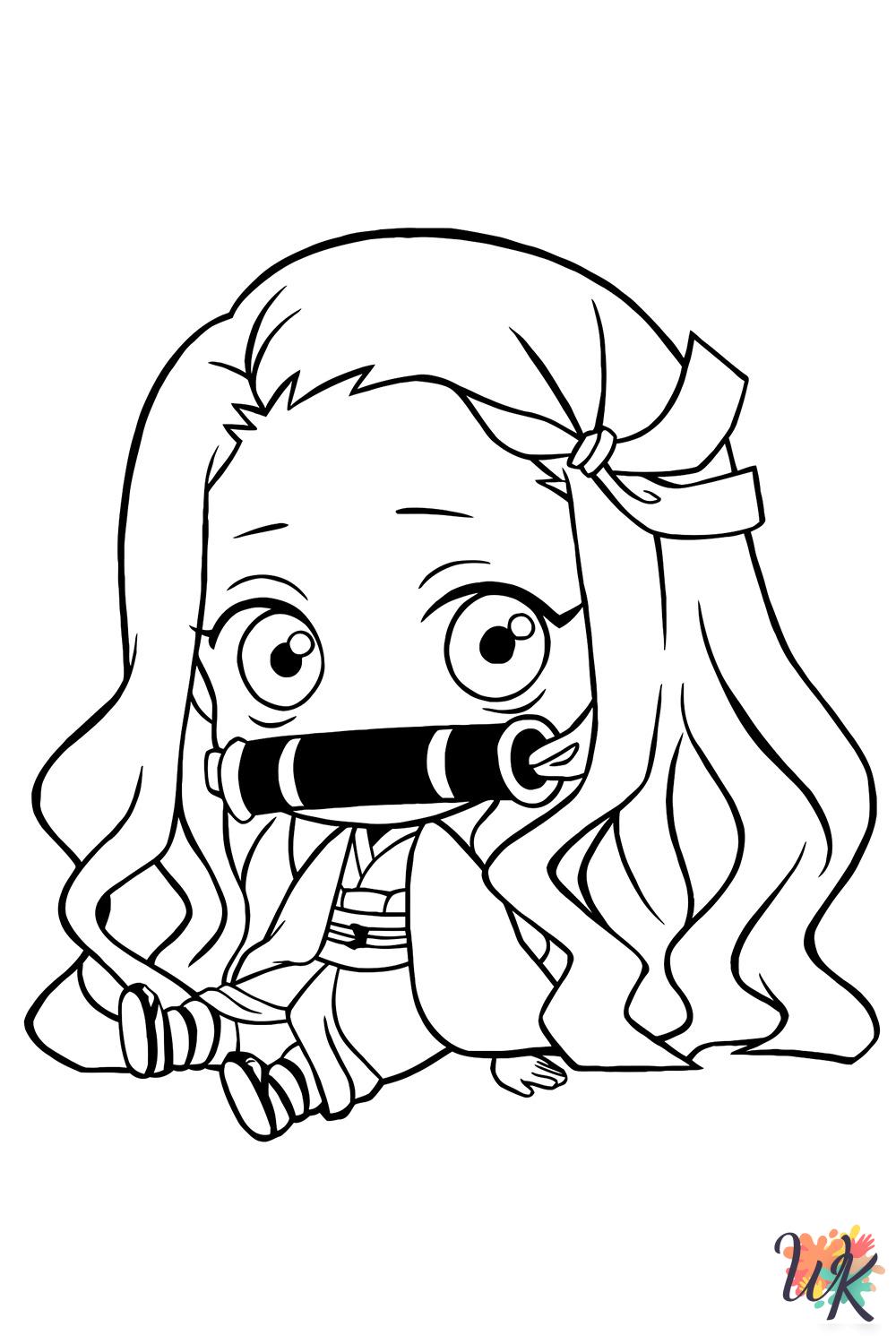 free printable Nezuko coloring pages for adults