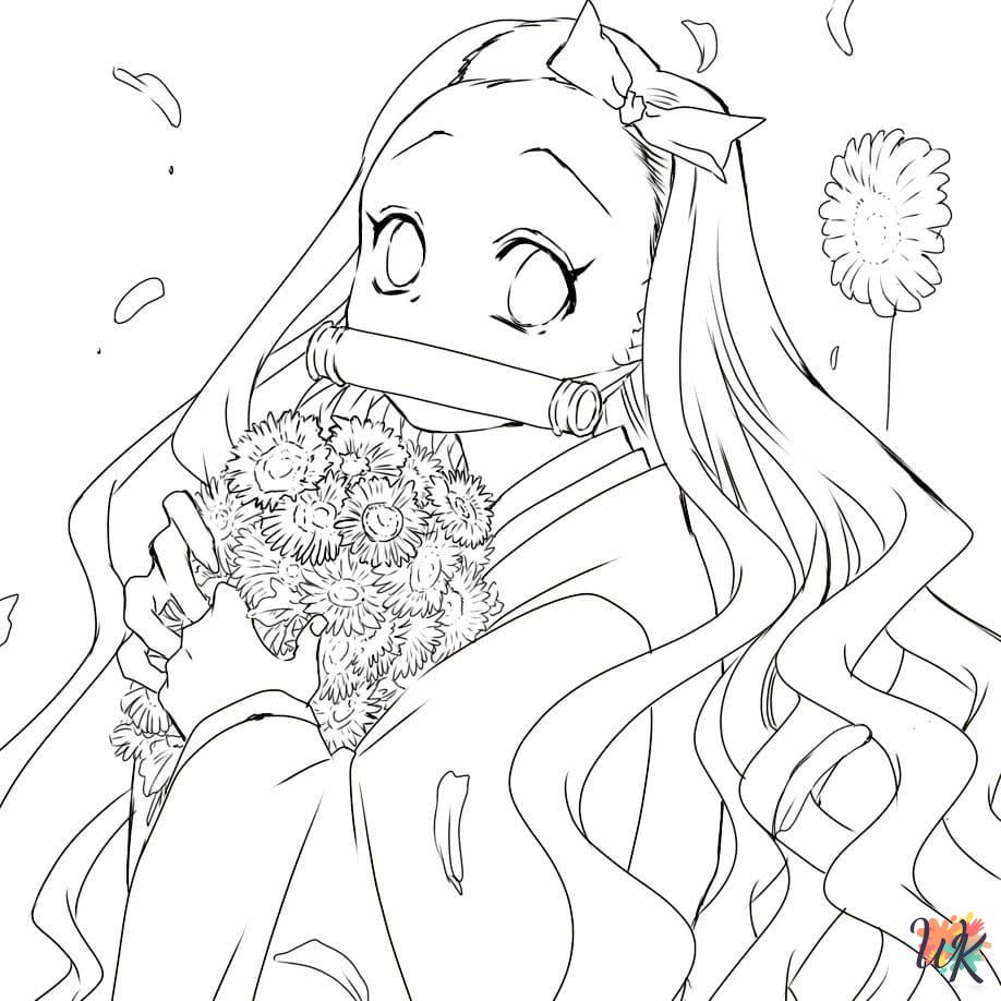 Nezuko coloring pages for adults easy