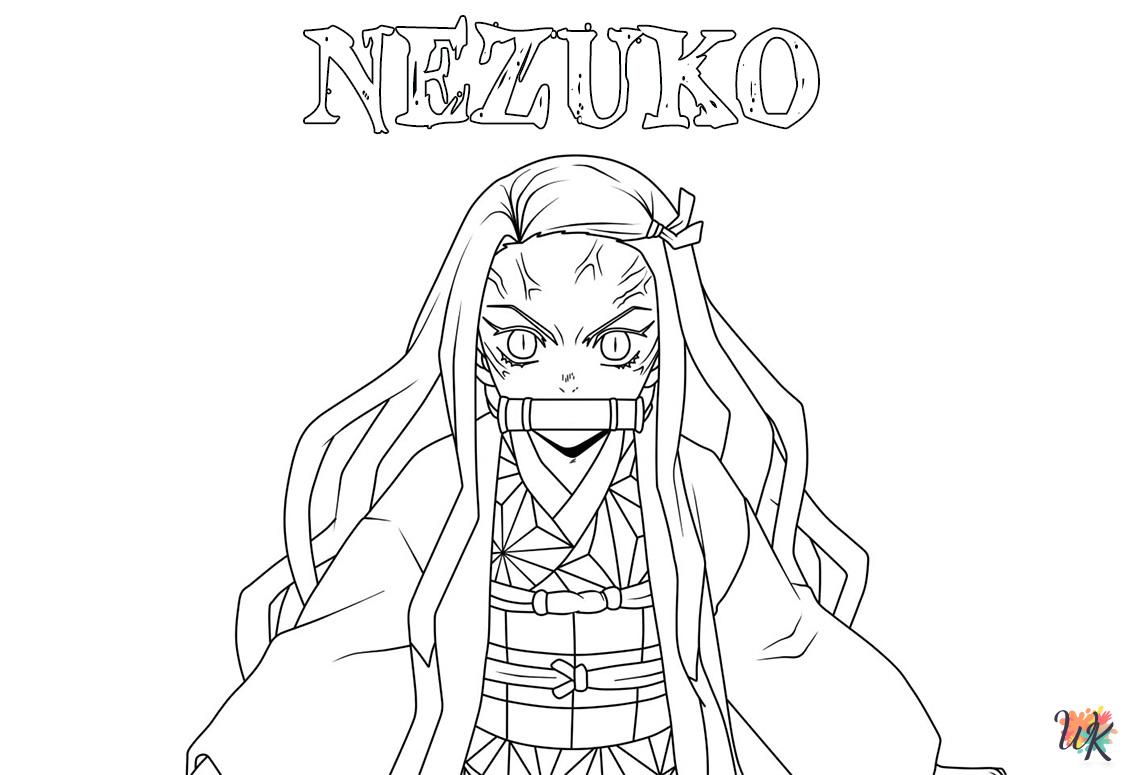 Nezuko themed coloring pages