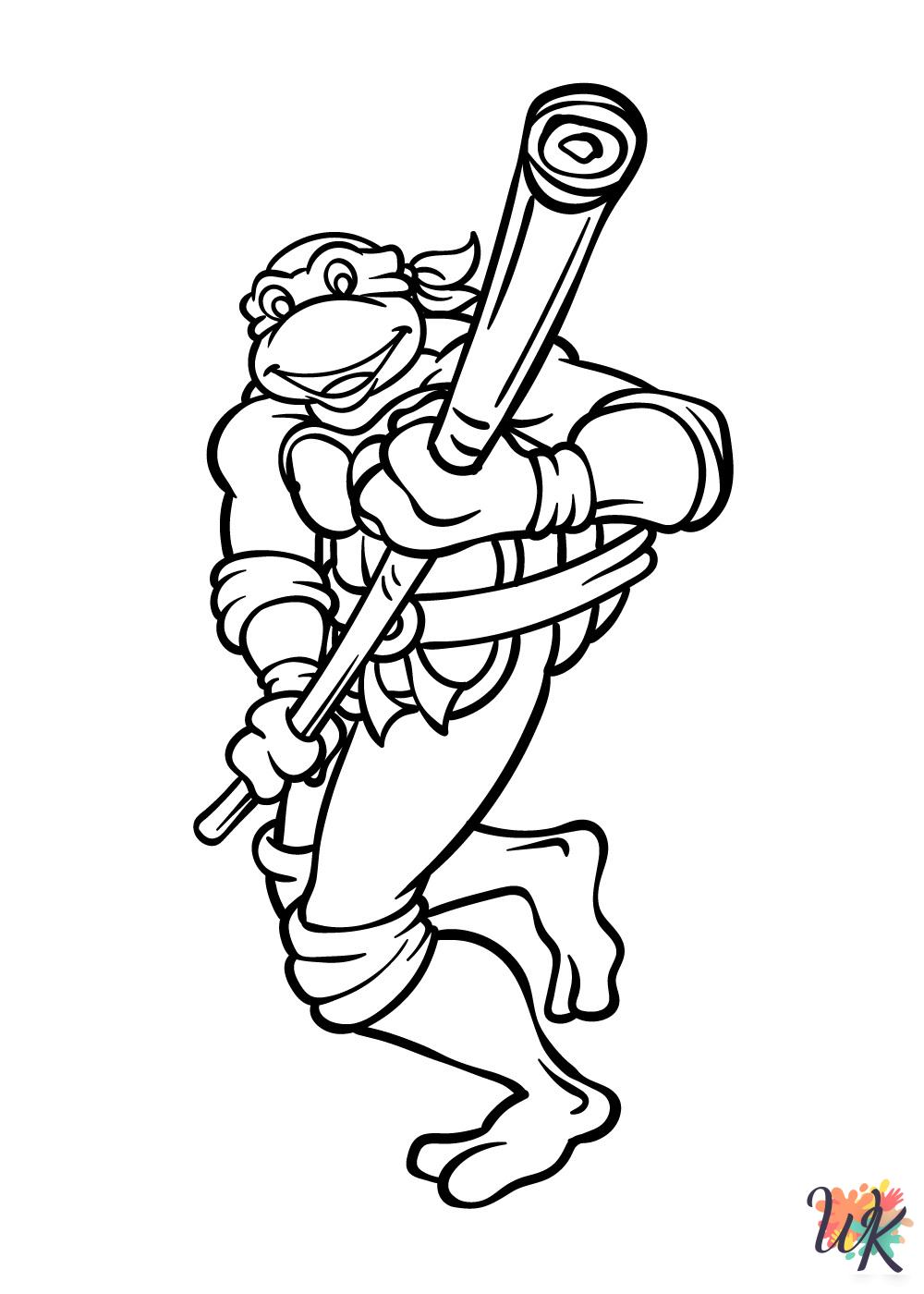 kawaii cute Ninja Turtles coloring pages