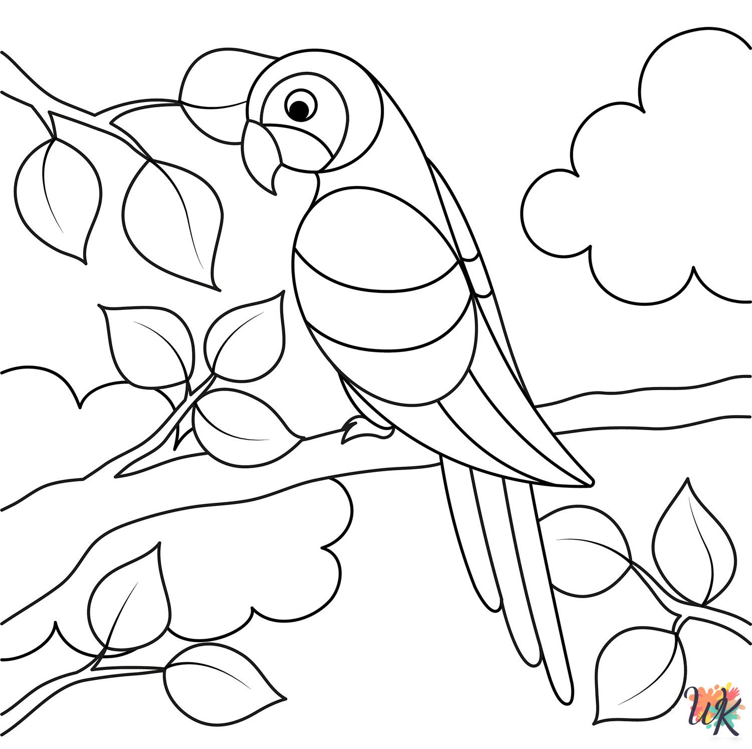 Parrot coloring pages for adults easy