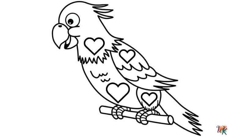 kawaii cute Parrot coloring pages