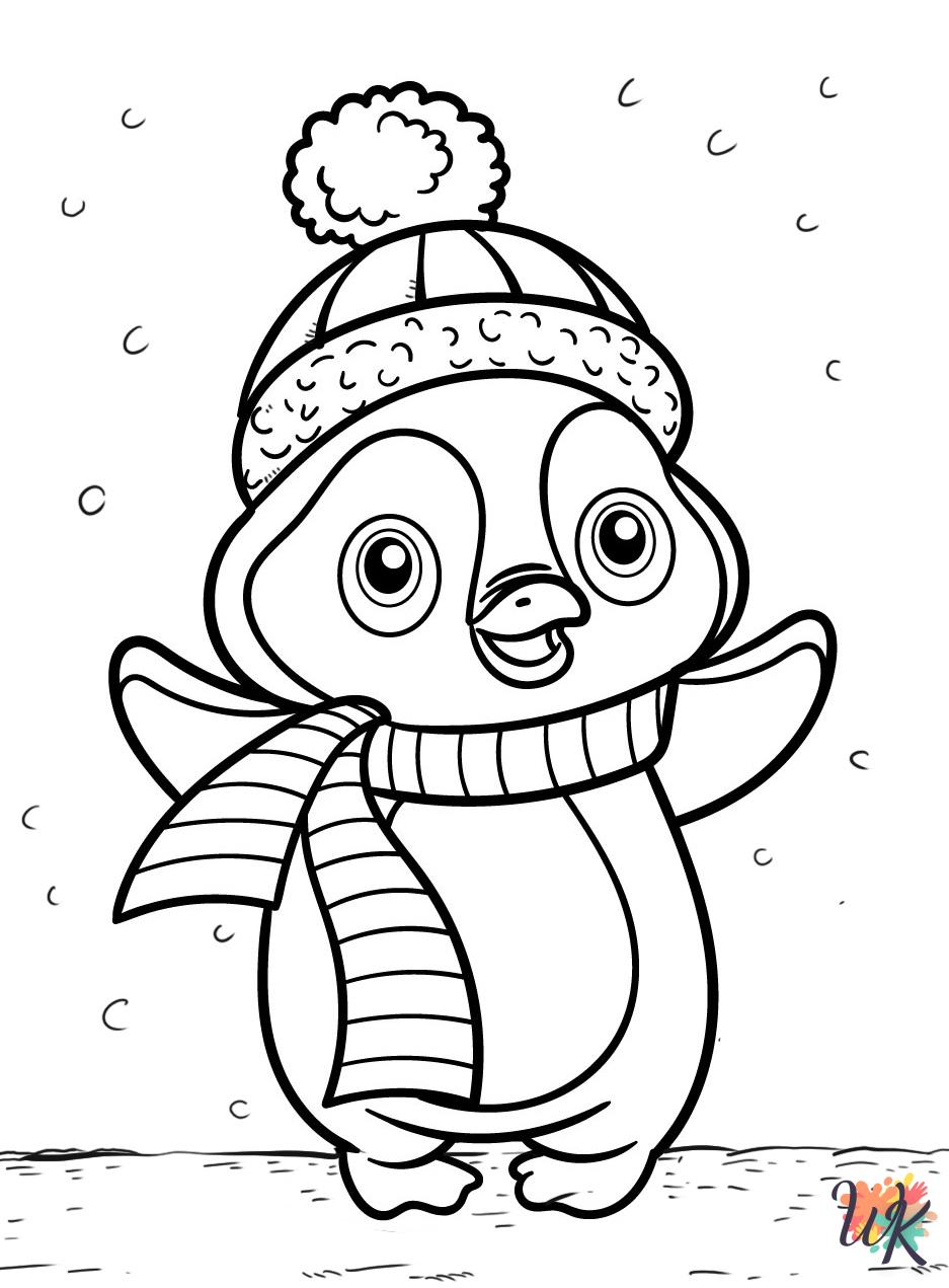 Penguin coloring pages for adults easy