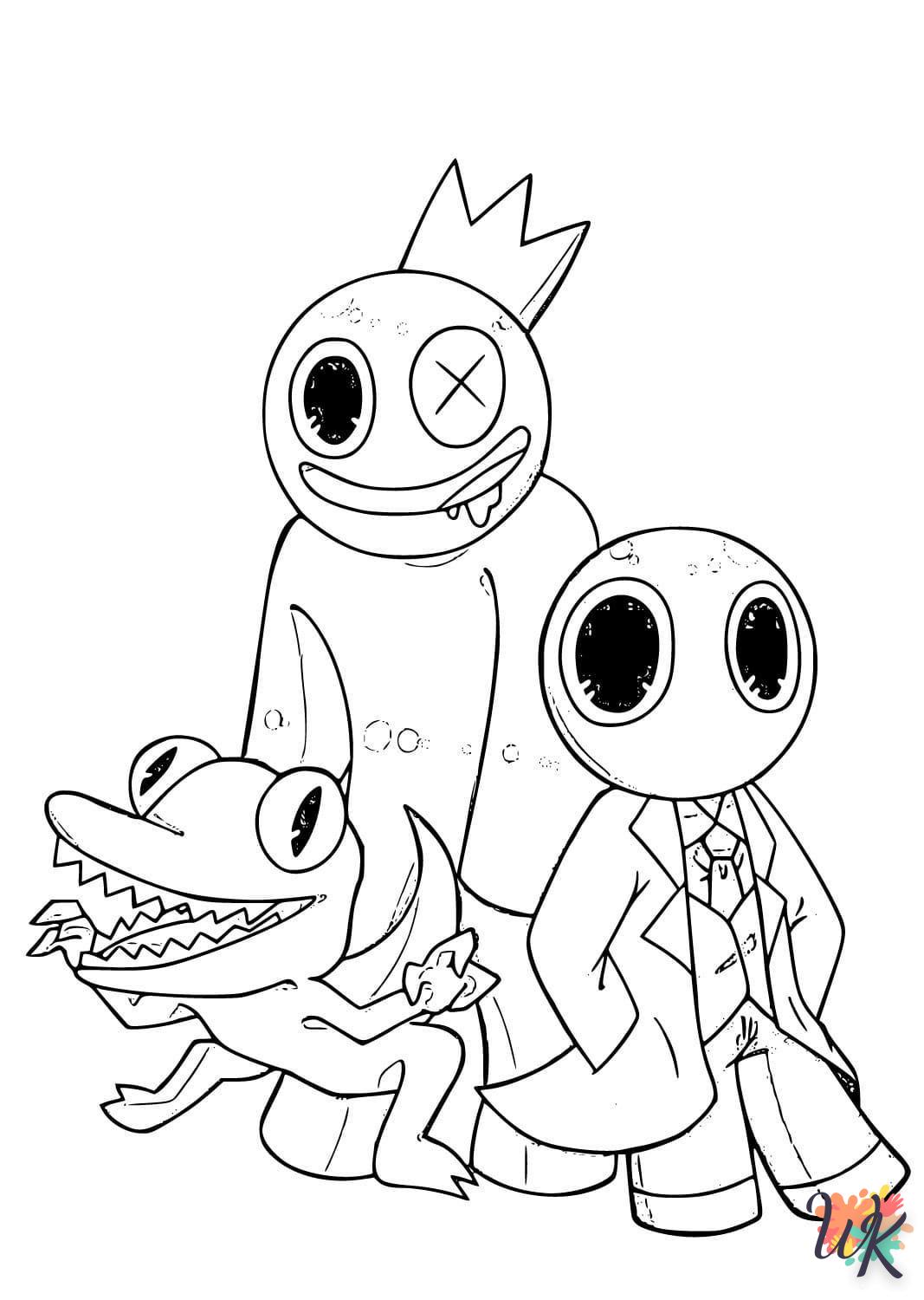 easy Rainbow Friends coloring pages