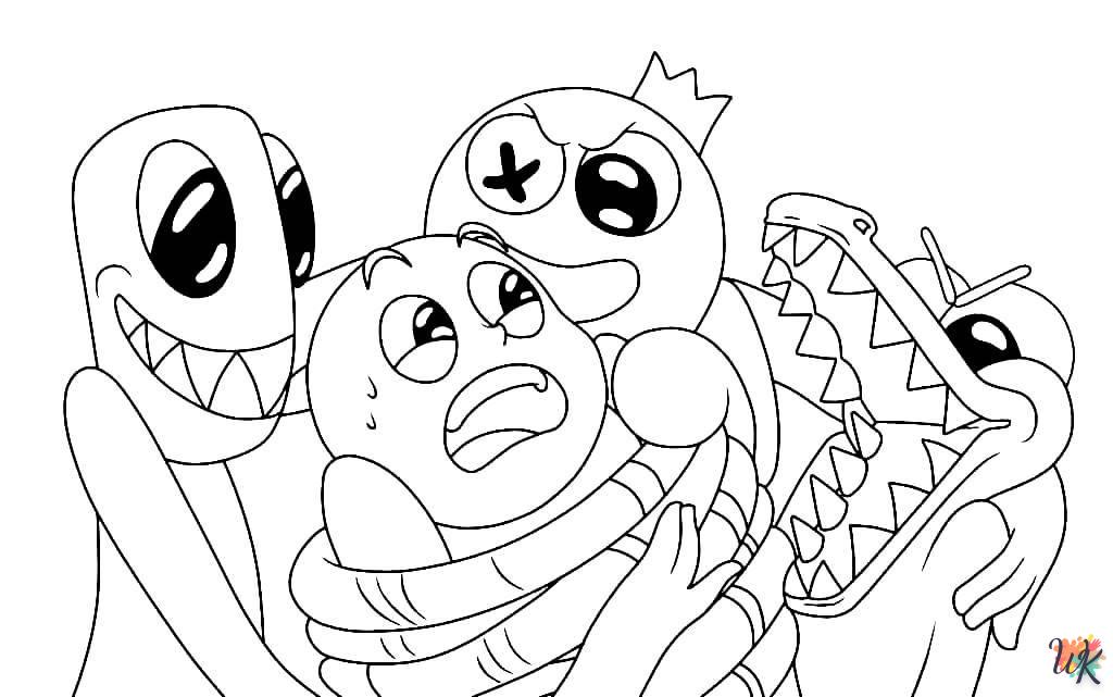 kawaii cute Rainbow Friends coloring pages