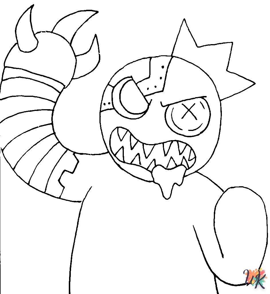 kawaii cute Rainbow Friends coloring pages