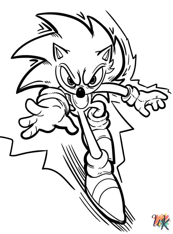 free full size printable Sonic coloring pages for adults pdf