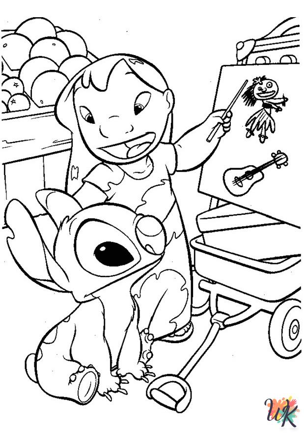 kawaii cute Stitch coloring pages