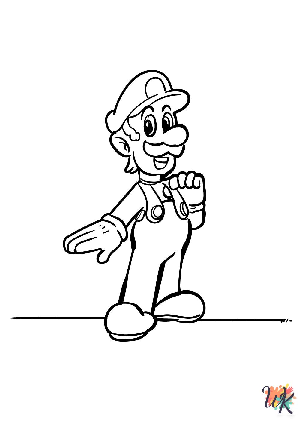 free full size printable Super Mario Bros coloring pages for adults pdf