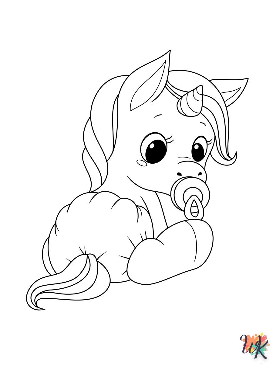 easy cute Unicorn coloring pages