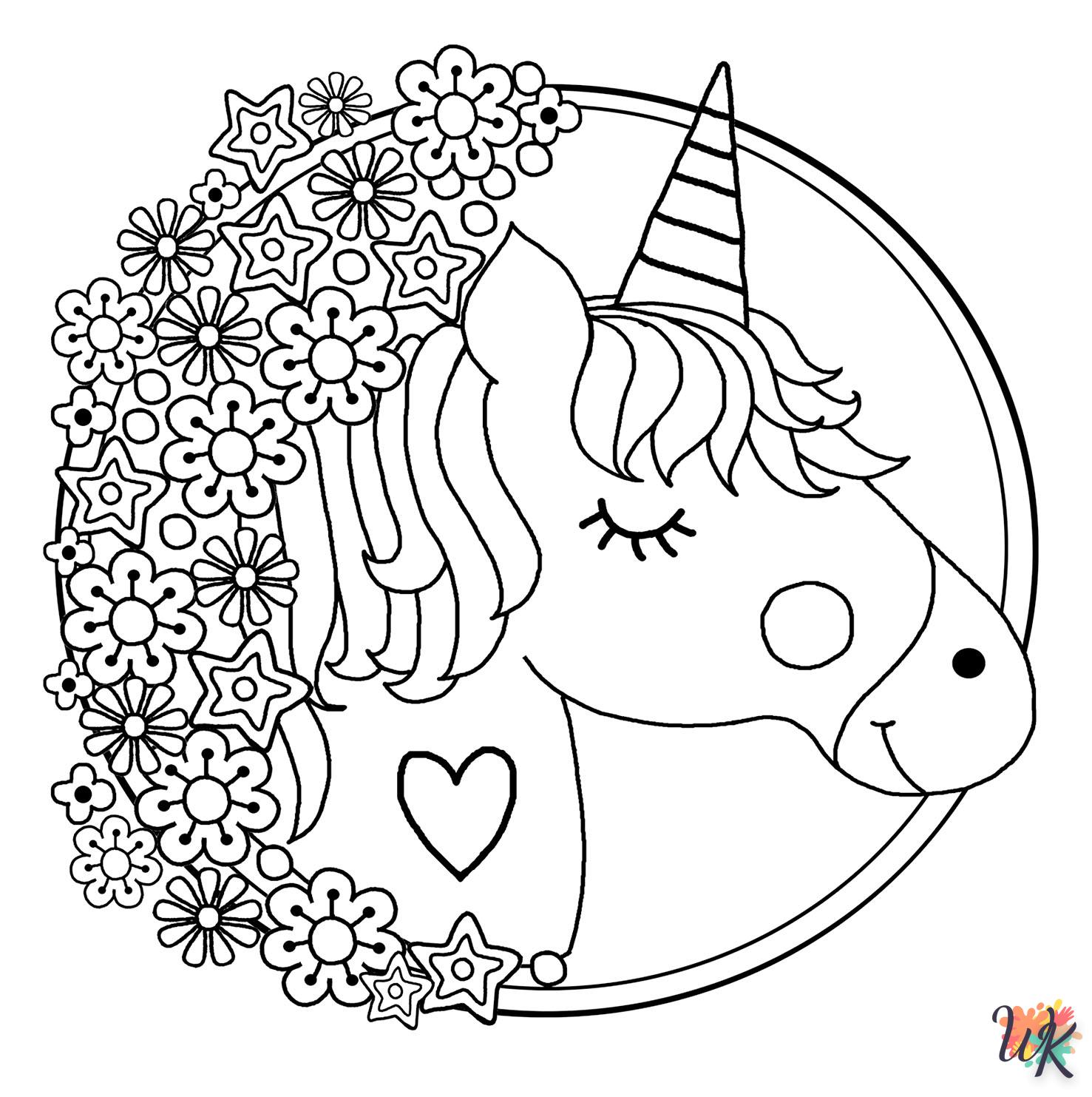 free full size printable Unicorn coloring pages for adults pdf