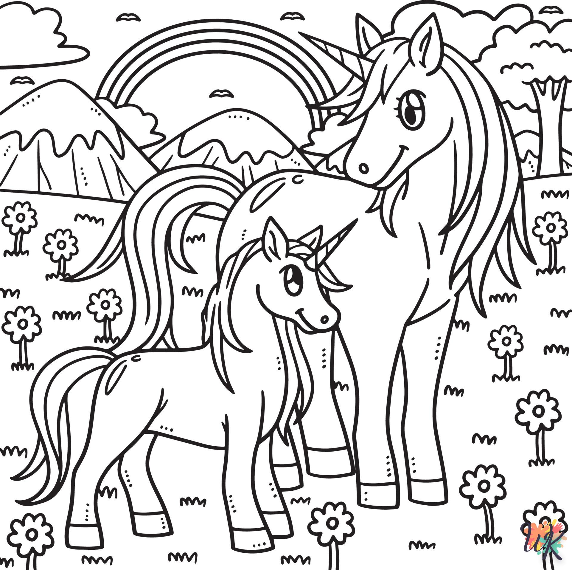 Unicorn cards coloring pages