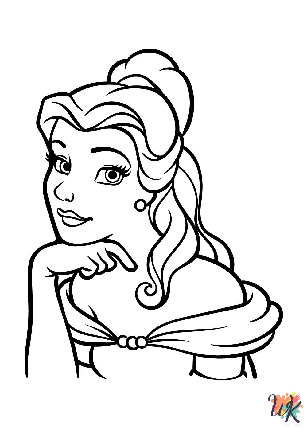 detailed Belle coloring pages for adults