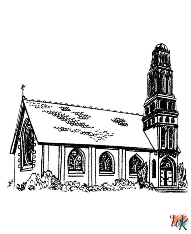 Church coloring pages easy