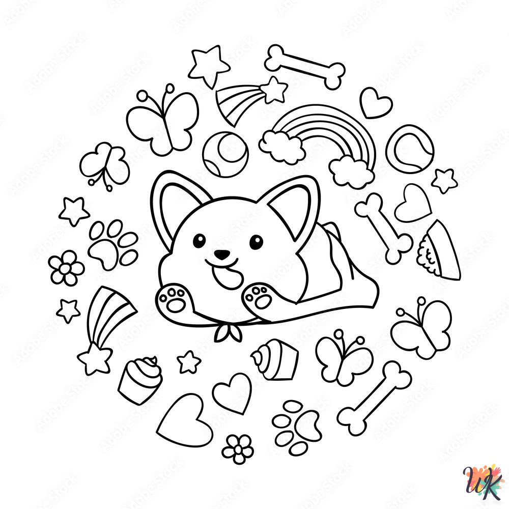 free full size printable Corgi coloring pages for adults pdf