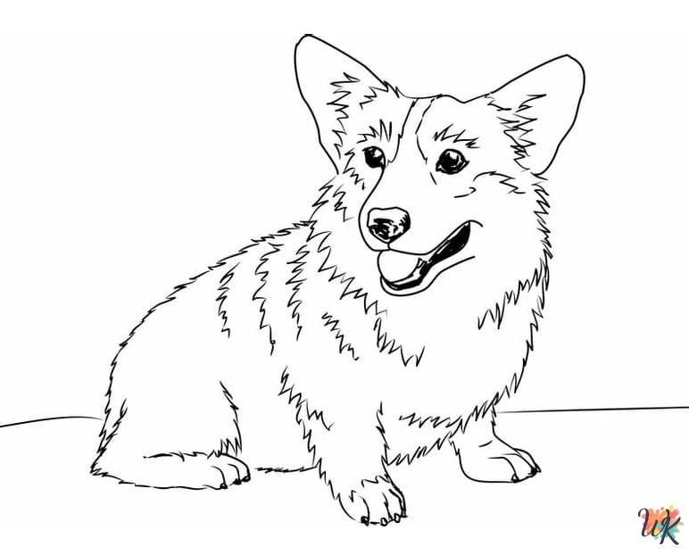 detailed Corgi coloring pages