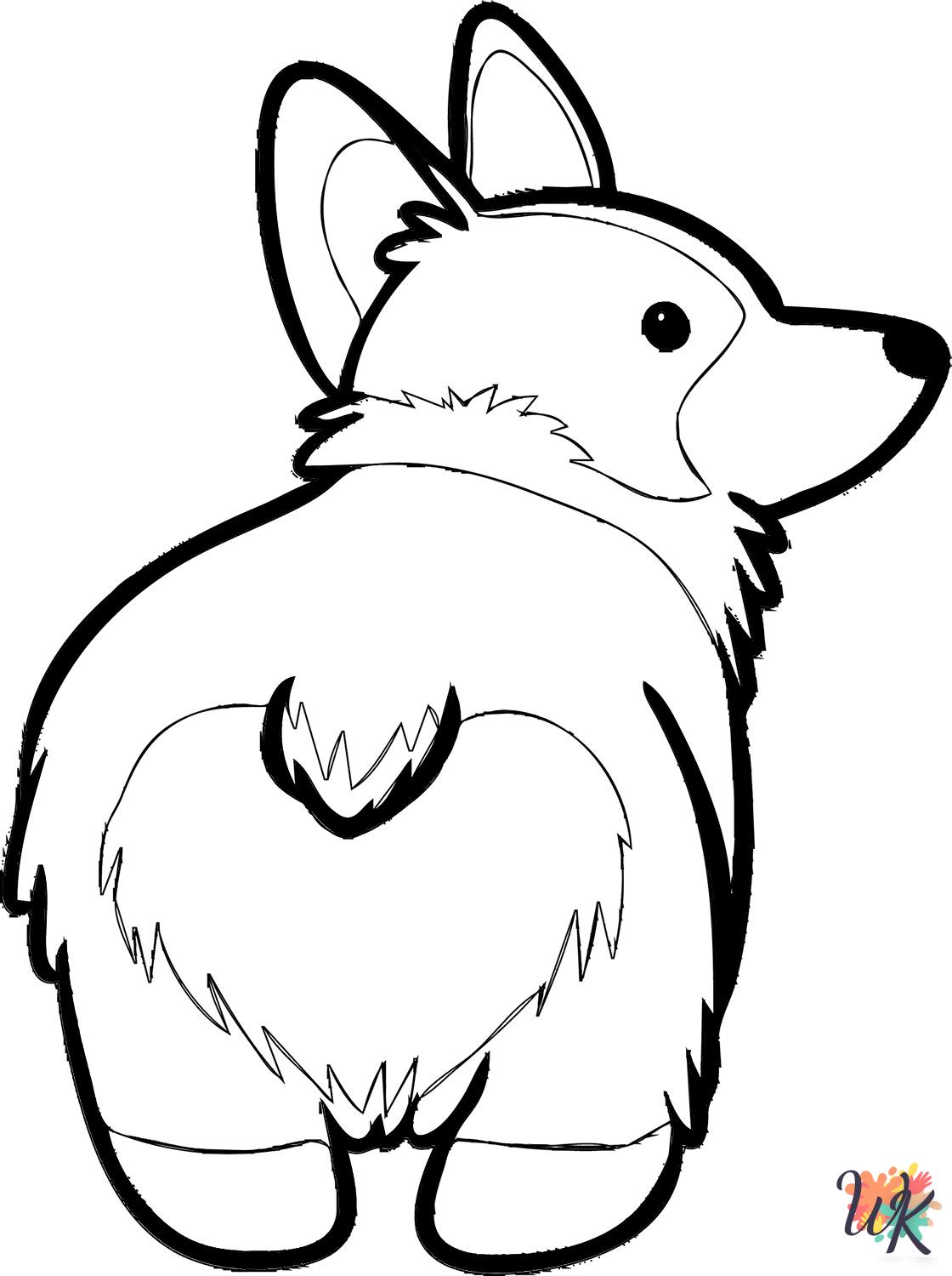 detailed Corgi coloring pages for adults