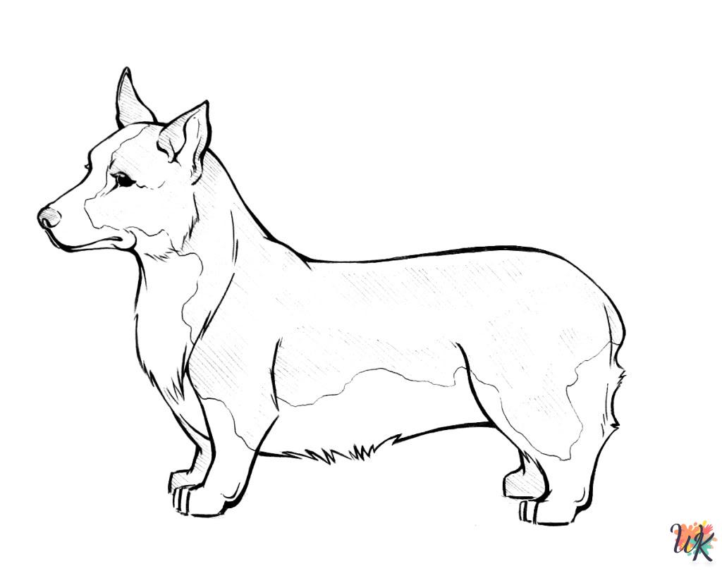 easy cute Corgi coloring pages