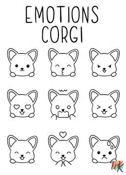 detailed Corgi coloring pages for adults