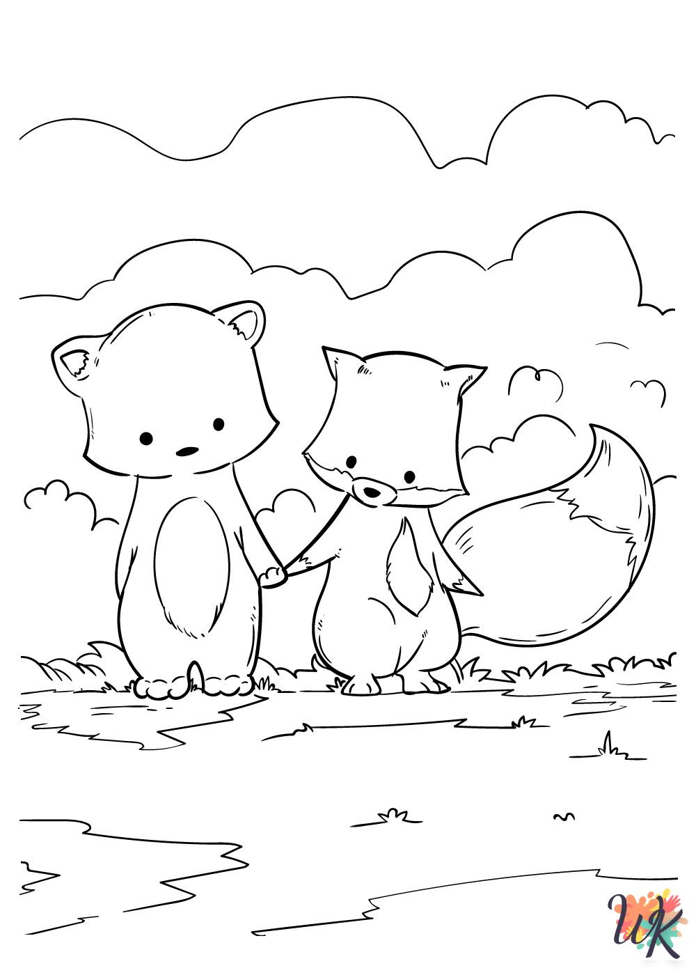 printable Cute Animals coloring pages for adults
