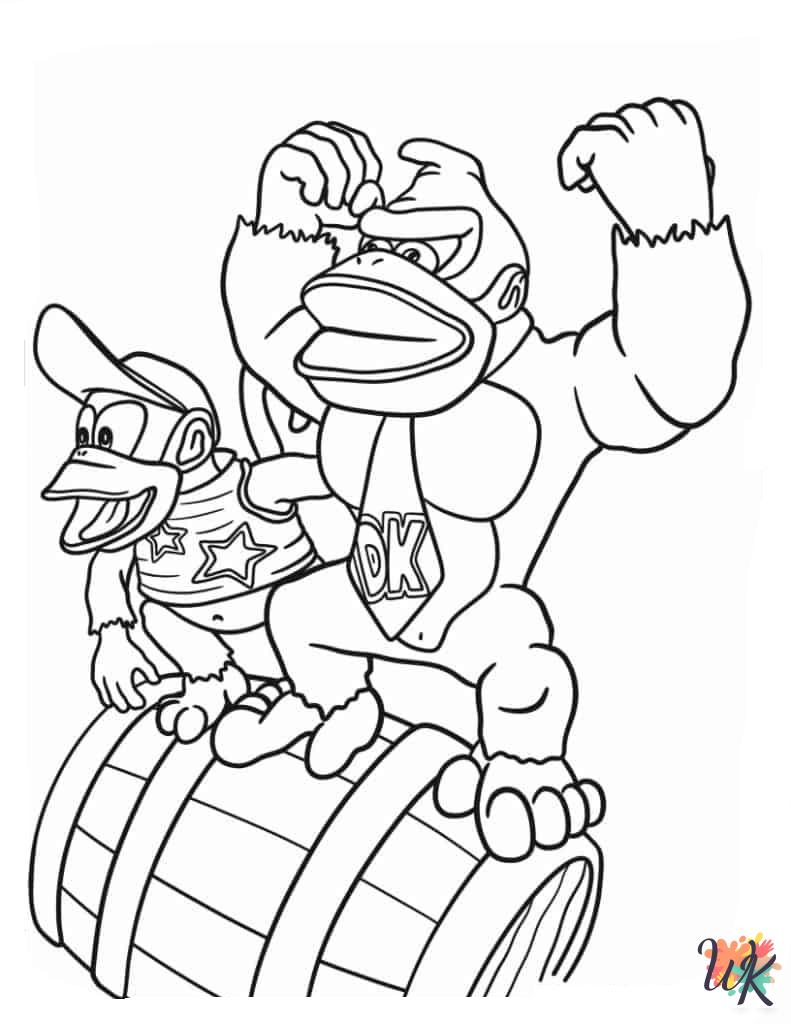 Donkey Kong coloring pages for adults easy