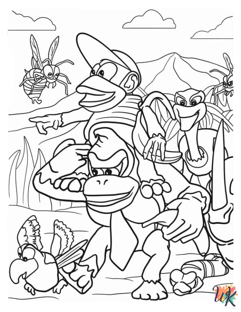 free printable Donkey Kong coloring pages for adults
