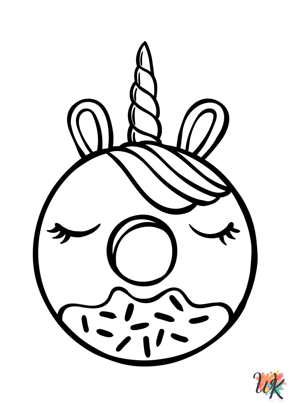 Donut themed coloring pages