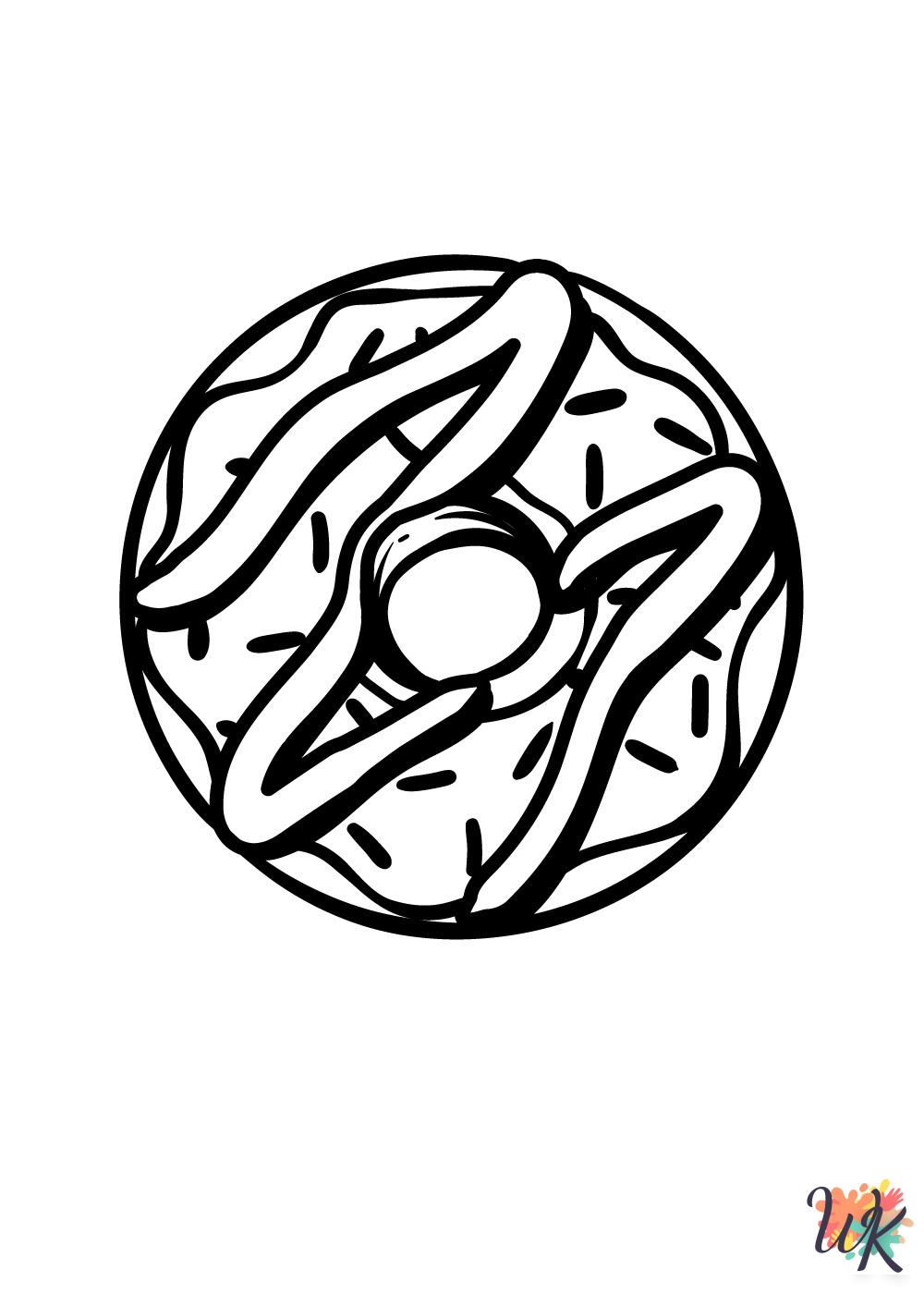 Donut coloring pages easy