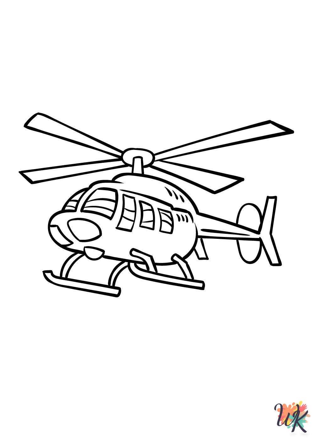 free full size printable Helicopter coloring pages for adults pdf