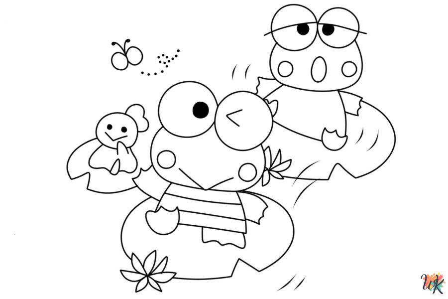Keroppi themed coloring pages